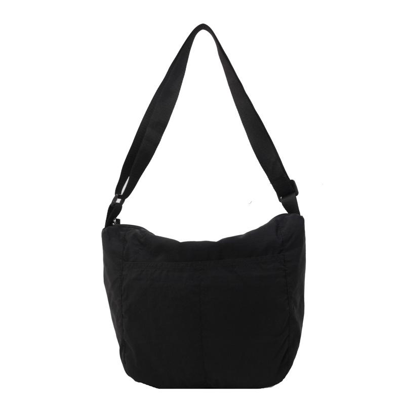 Japanese solid color messenger bag waterproof nylon bag female student class shoulder bag large capacity lightweight cloth bag