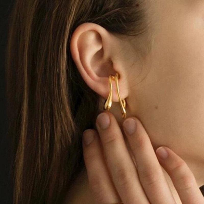 2023 Designer Doppel-Layer Ohrclips für Damen - Nicht-Gepierct Koreanischer Stil, Trendige von Prominenten inspirierte Knochen-Ohrklemmen