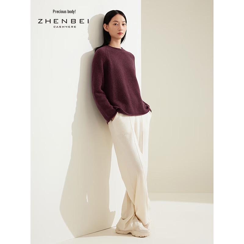 Zhenbei Women's Thickened Cashmere Round Neck Sweater