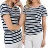 Women's T-Shirt with Stripes, Classic Cotton, Comfortable, MORAJ XL PATT 2