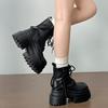 Retro Black Premium British Platform Martin Boots Women's 2025 New Autumn with Skirt and Thin Short Boots