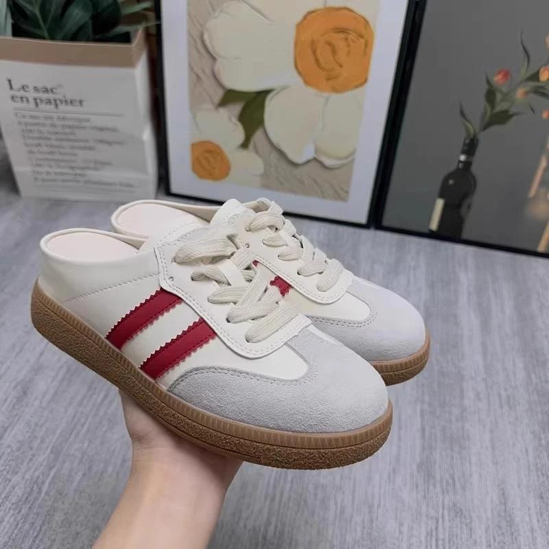 

Женские мюли на шнуровке, декорация, 6 см внутренняя высота, круглый носок, женские тапочки, повседневные, легкие, для ленивых людей, zapatillas de mujer 35 красный