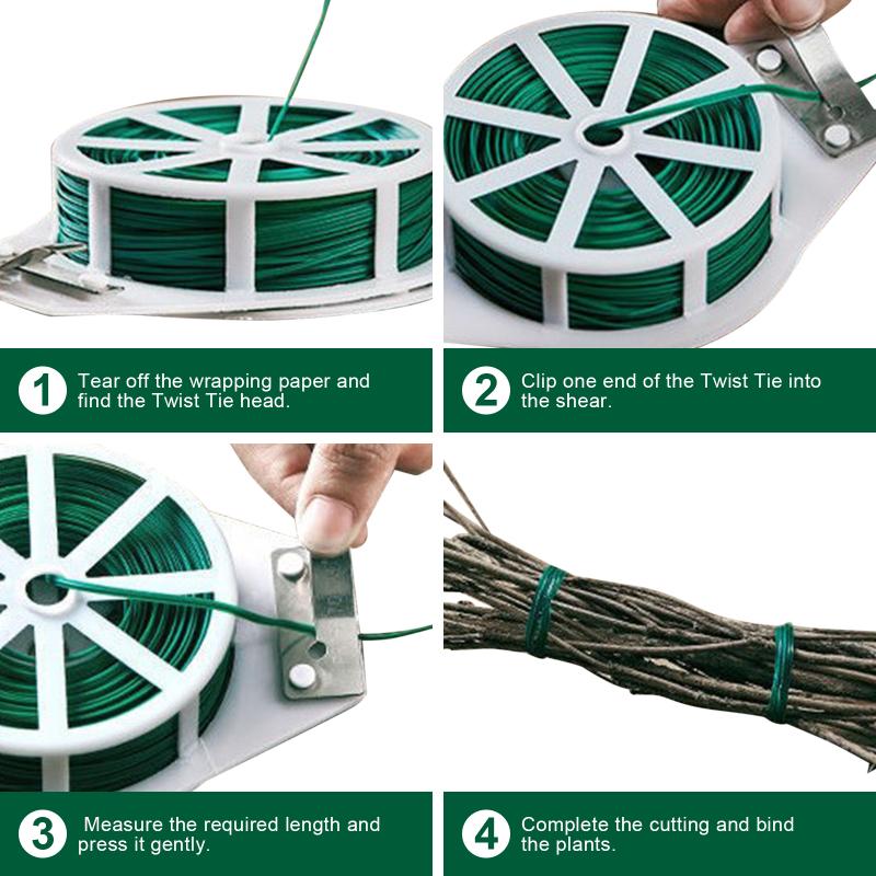 Gravata torcida para jardinagem de 30m, ferramenta de corte embutida, fio multiuso para escalada, videira (com papelão)