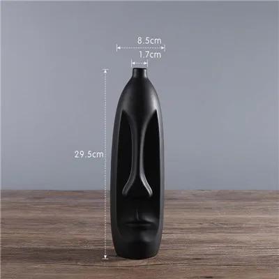 Nordic Minimalist Ceramic Abstract Vase Black and White Human Face Creative Display Room Decorative Figue Head Shape Vase