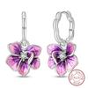New 925 Silver Colorful Butterfly Dragonfly Iris Flower Earrings For Women Fashion Birthday Party Jewelry Gifts