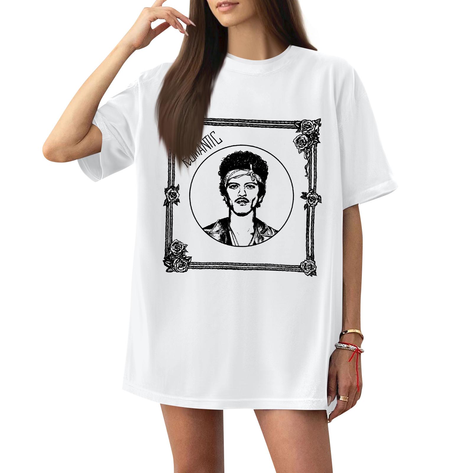 

Women s Casual Printed T-Shirt Round Neck Pullover Short Sleeve Top XL білий