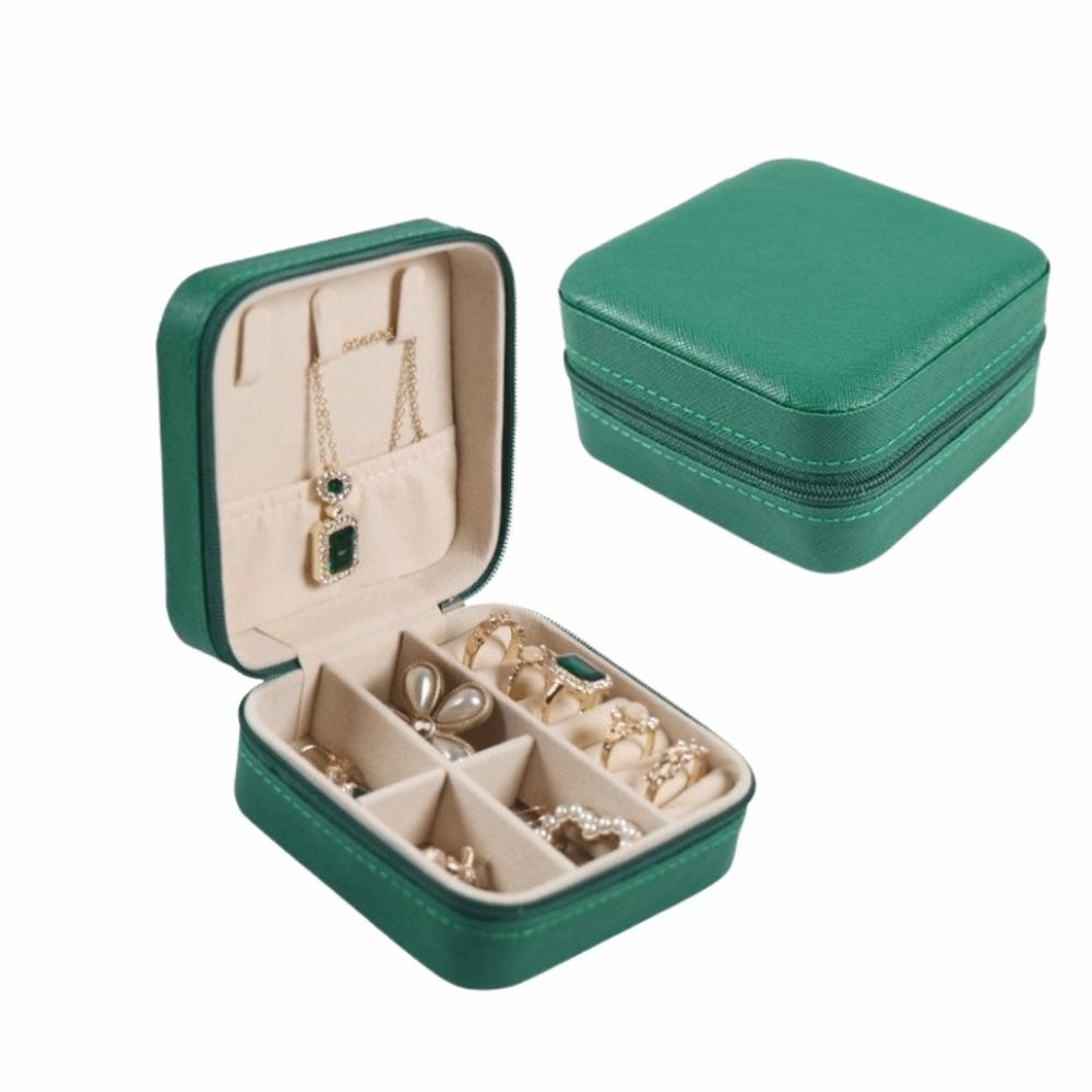 

Compact Design Mini Jewelry Storage Zipper Closure Jewelry Organizer Female Organizer темно-зелений колір