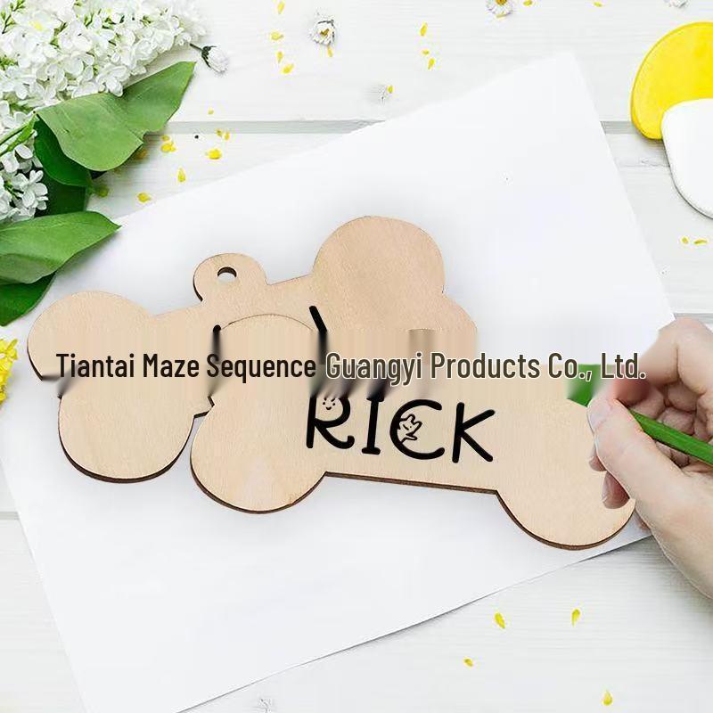 Engraved Wooden Bone Pet Door Hanger Sign