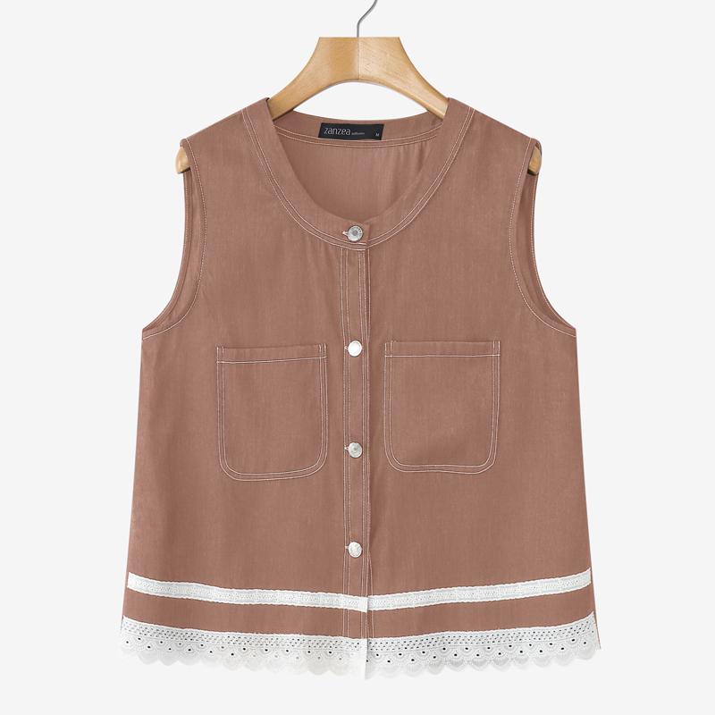 ZANZEA Women Casual Round Neck Summer Sleeveless Vest Tops