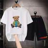 Korean Brand Bear Print T-shirt Men's Cotton Short-sleeved Oversized T-shirt Hip-hop Retro Suit Unisex Free Shipping