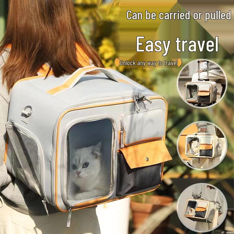 Portable Cat & Small Dog Travel Backpack: Outdoor Folding Pet Trolley Case