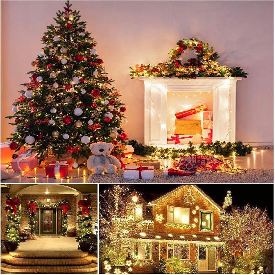 XUNXMAS Bright Christmas Lights Outdoor 300 LED String Lights