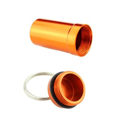 Mini Waterproof Pill Box Case Portable Outdoor Aluminum Pills Bottle Stash Holder with Keychain