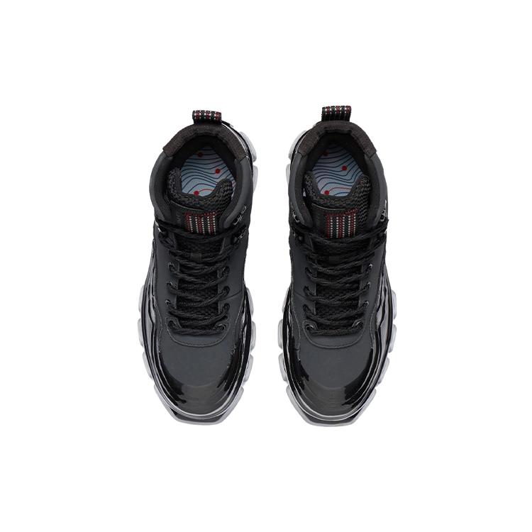 Li Ning CF Tracing Lingjun Cow Leather Slip Resistant Abrasion Resistant High Top Skateboard Shoes Unisex Black AGCR488-2