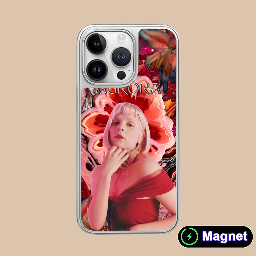 Aurora Aksnes Silver Plating Magsafe Mobile Phone Case for iPhone 17 16 15 14 13 12 11 Air Pro Max Plus Colorful Cover
