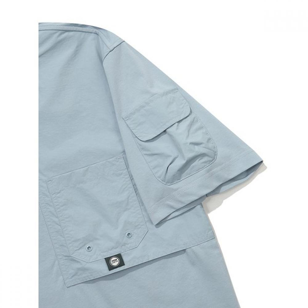 Woven PaTch PockeT ShorT Sleeve T shirT  Blue 