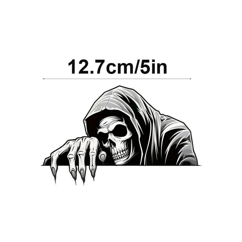 Car Mirror Stickers Decor Scary Skull Motorcycle Decal Decor Waterproof Adhesive Automotive Decoration Fade-Proof Automotive
