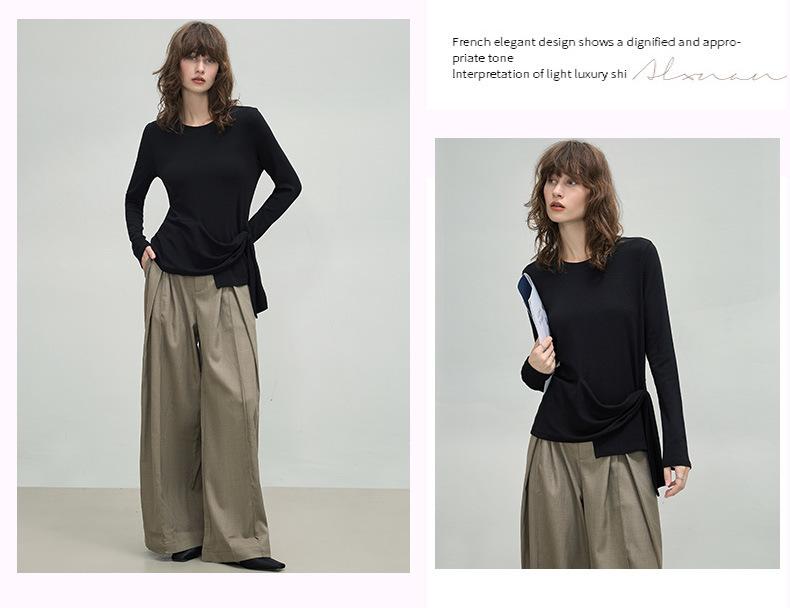 Women's Irregular Long-Sleeve Tie-Up Shirt - Autumn 2025