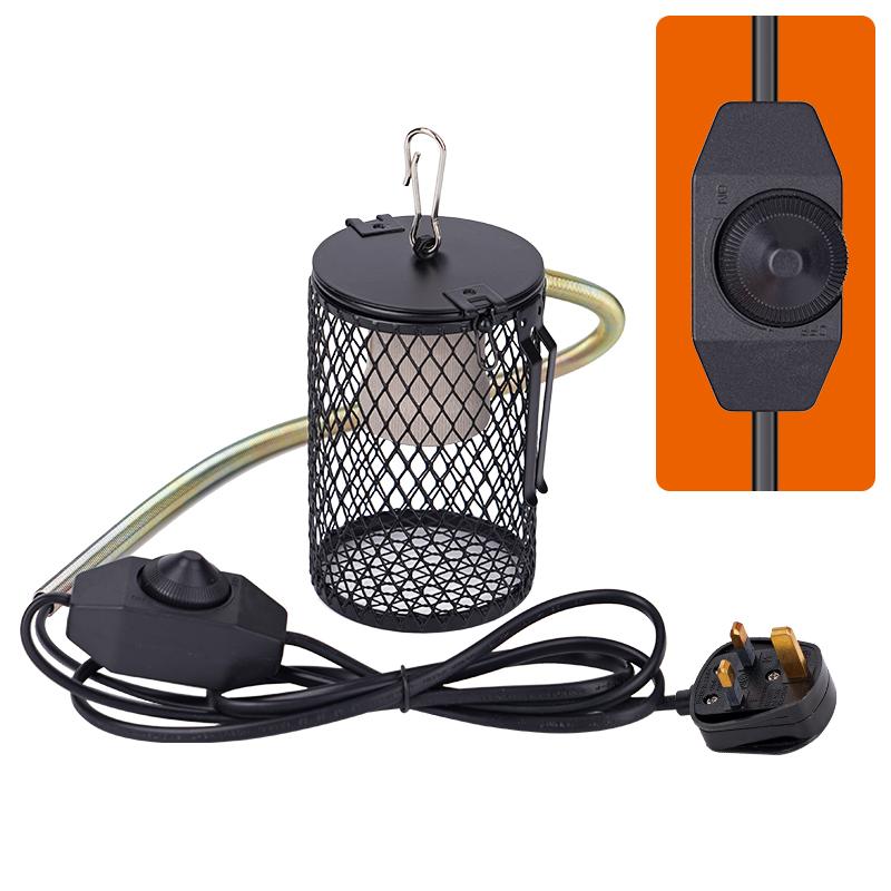 220V Reptile Heat Lampshade Pet Heater Lamp Guard Timeable Anti-Scalding Preservation Infrared Ceramic Heat Lamp Lizard Turtles