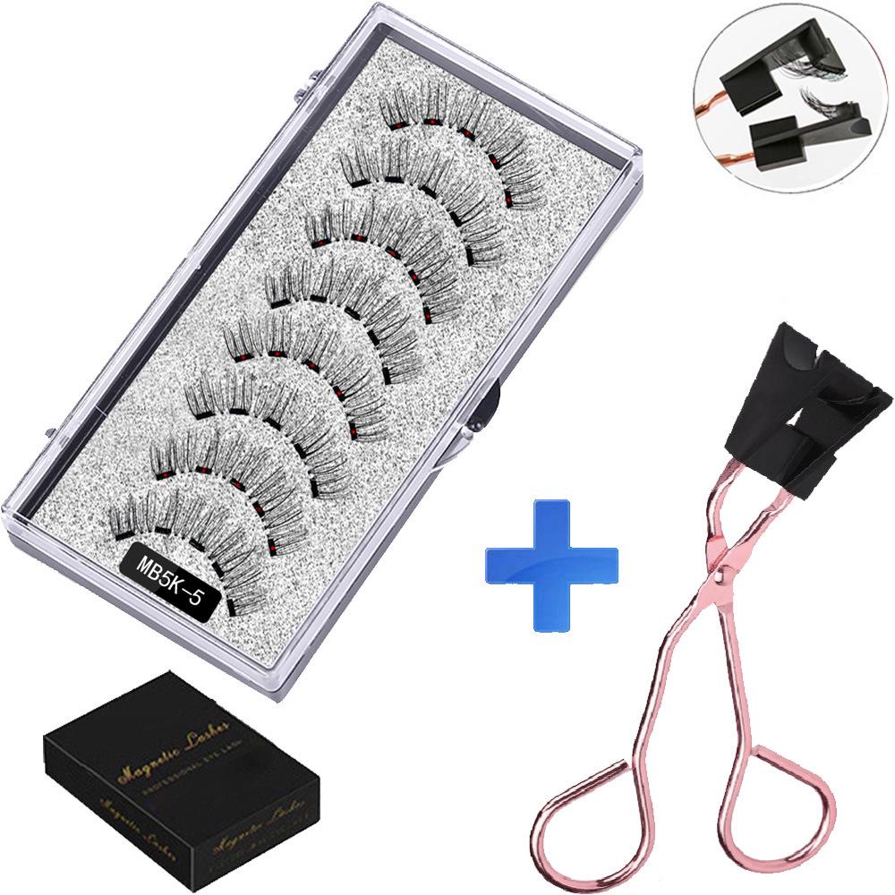Two Pairs of Magnetic False Eyelashes with Curler - No Glue Needed, European & American Thick Style.