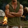 Men's Linen Sleeveless Hooded Button Vest - Lightweight Loose Fit Beach Hawaiian Summer Top for Casual Wear
