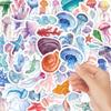 50 Waterproof Marine Life Art Stickers: Cartoon Style for Water Bottles, Laptops, and Suitcases