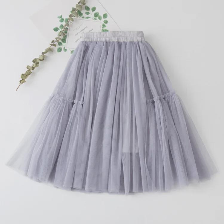 Girls' Mesh Long Skirt - 2023 Spring & Autumn Collection for Middle & Large Children, Versatile Four Seasons Puffy Skirt