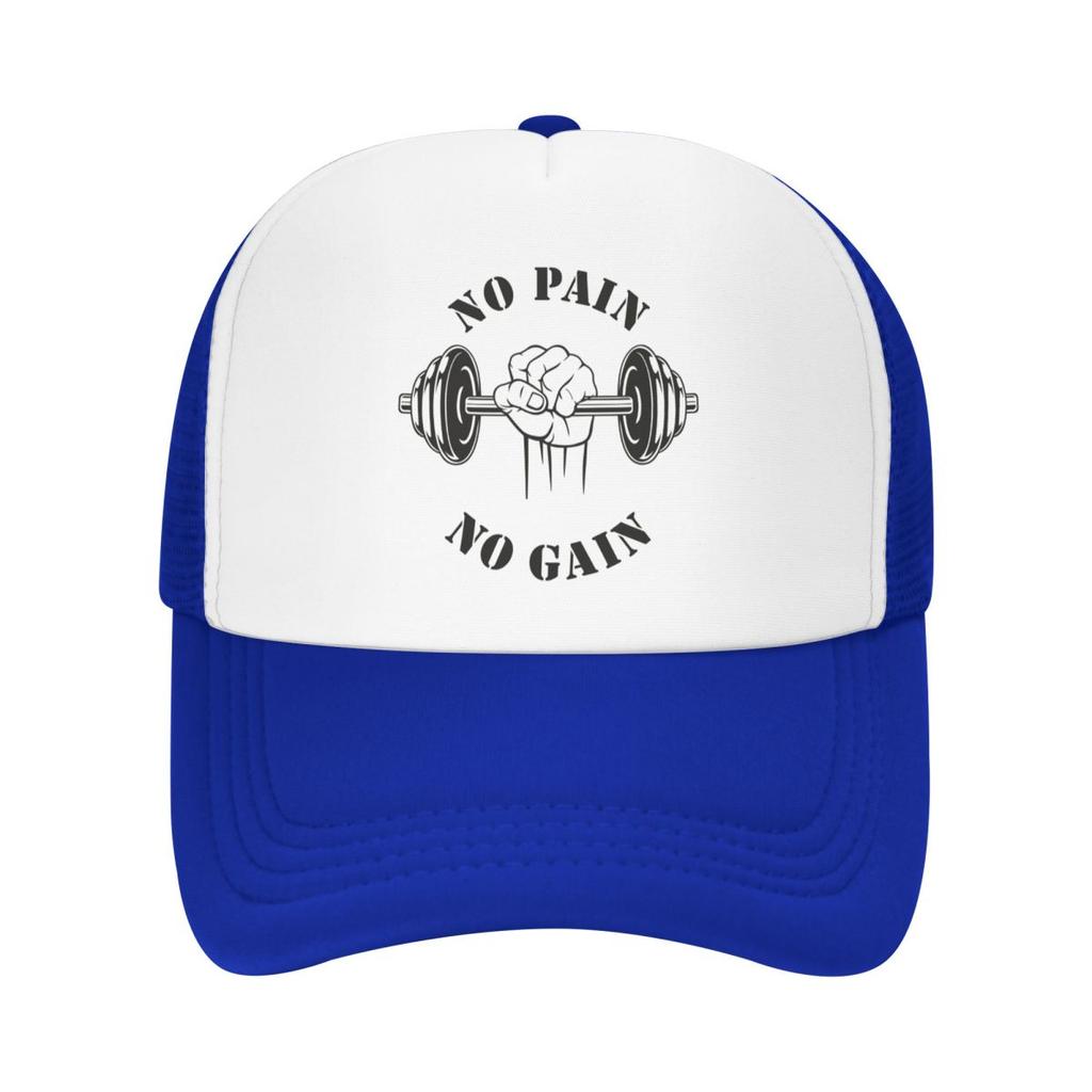 Custom No Pain No Gain Trucker Hat for Men Women Adjustable Unisex Bodybuilding Fitness Gym Baseball Cap Hip Hop Dad Hat