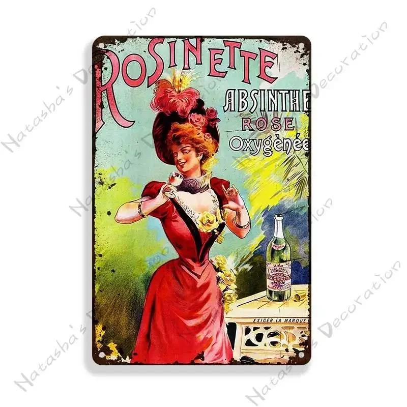 Absinthe Metal Tin Sign Beer Brand Metal Signs Wall Plate Vintage Metal Plaque Man Cave Home Plate Wall Industrial Decor