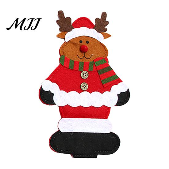 Christmas Gift for Family Cutlery Holder Pockets, Santa Snowman Reindeer Tableware Bags, Pouch Reusable Knife Fork Bags Spoon Fork, Xmas Party Dinner