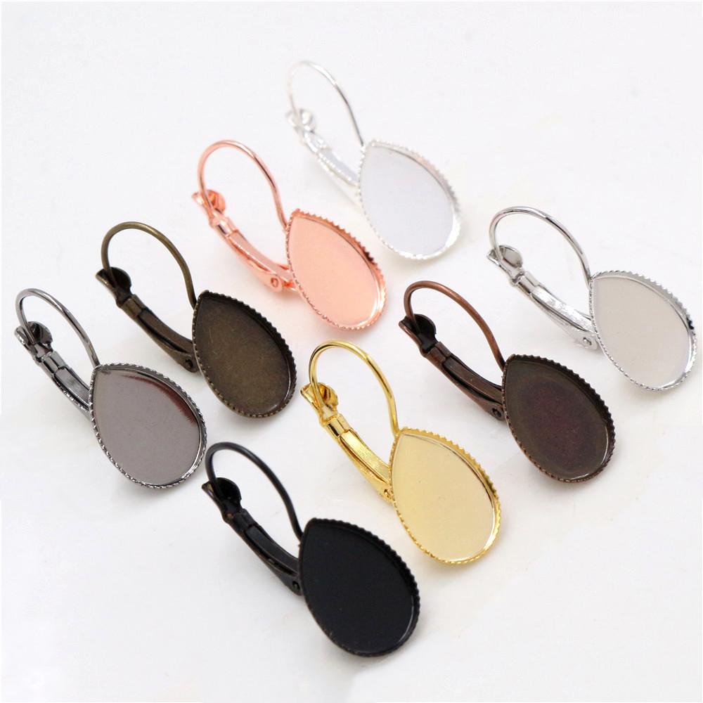 18x25mm 10x14mm 13x18mm 10pcs 8 Colors plated French Lever Back Earrings Blank/Base,Fit Drop glass cabochons;Earring bezels