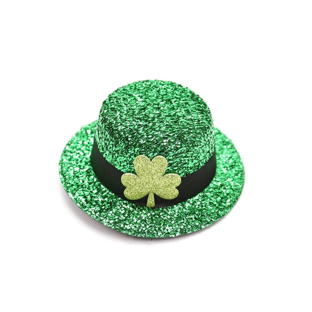 New Green Shamrock Hairpin Sequin Velvet Clover Lucky Clover Clip Glitter Costume Party Accessories Saint Patricks Day