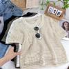 Skeleton Short-sleeved Knit Shirt Women's Summer Thin Design Sense Niche Chic Unique Loose Versatile Blouse Tops Casual Slim Fit Pullovers Tees