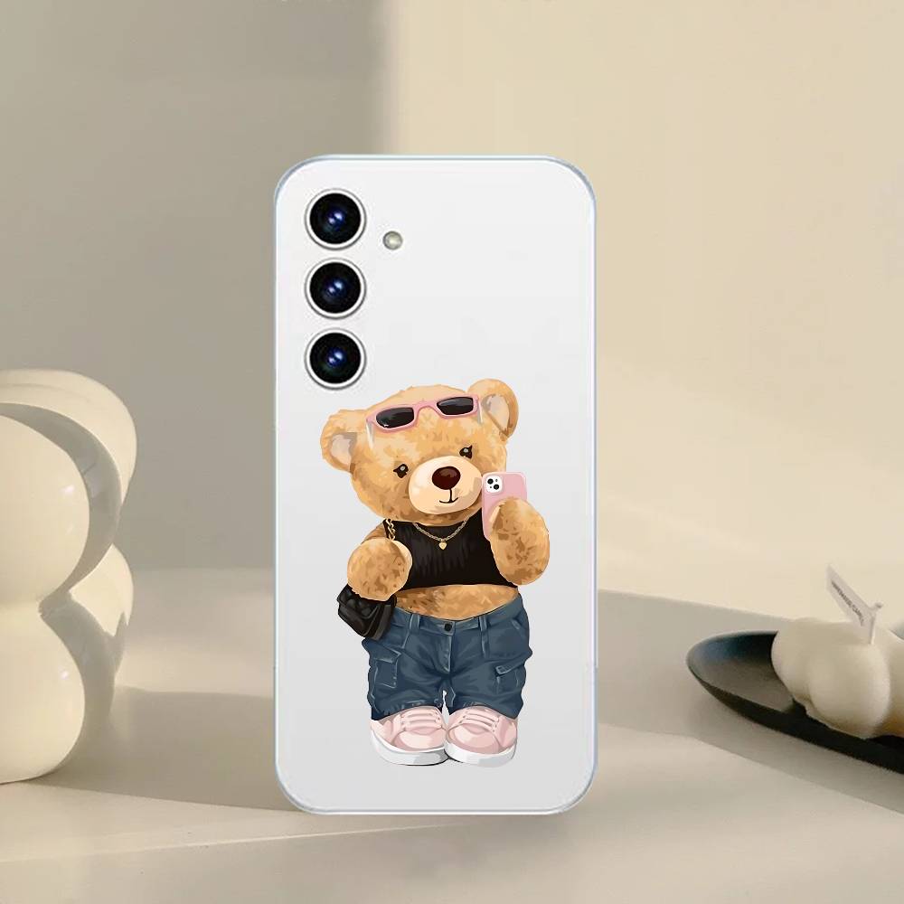 Teddy Bear Phone Case For Samsung Galaxy A52 A12 A51 S21 Edge S22ULTRA S23 S24 S20LITE Plus Ultra Transparent Cover