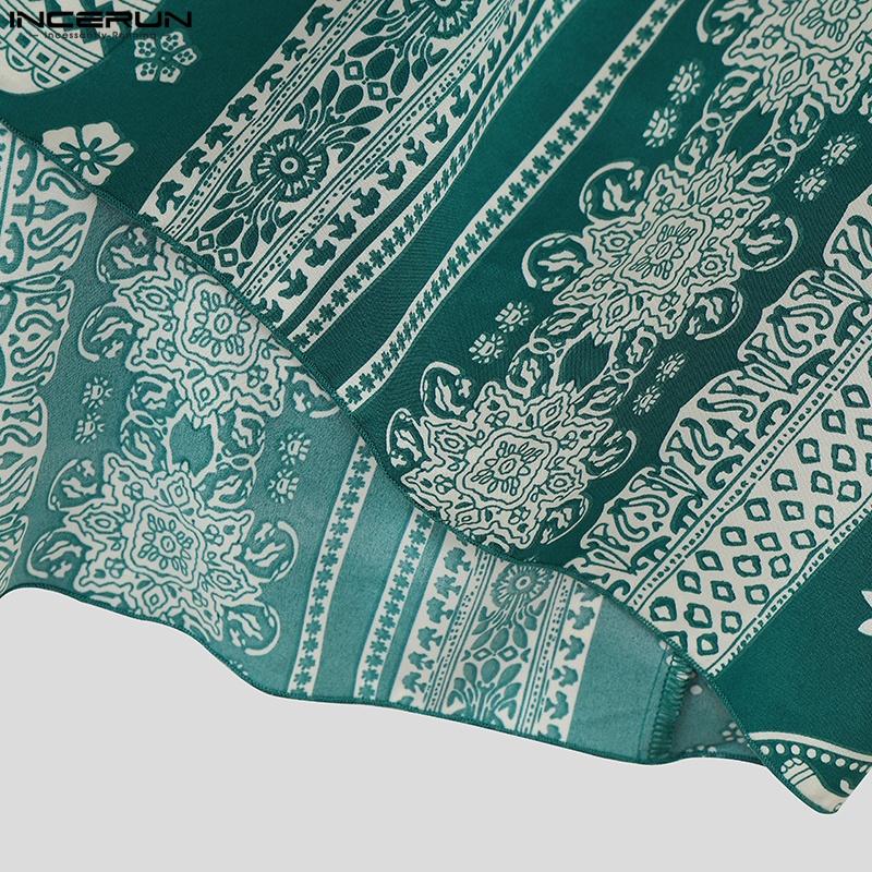 INCERUN Fuste lungi de vacanță pentru bărbați, cu talie înfășurată, cu volane, Bohemia