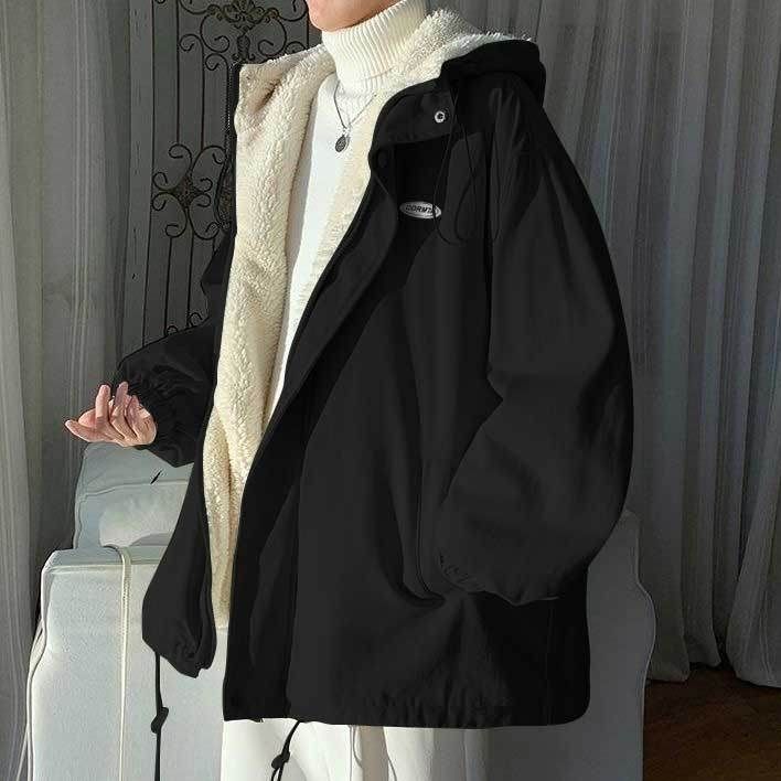 Winter Loose Korean Style Workwear Coat Women Thick Fleece Lined Jacket Vintage Fashion Clothes