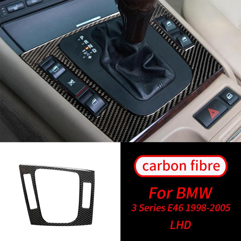 For BMW 3Series E46 1998-2005 Real Carbon Fiber Gear Shift Panel Covers Trim Decals Car Interior Mouldings Car Interior
