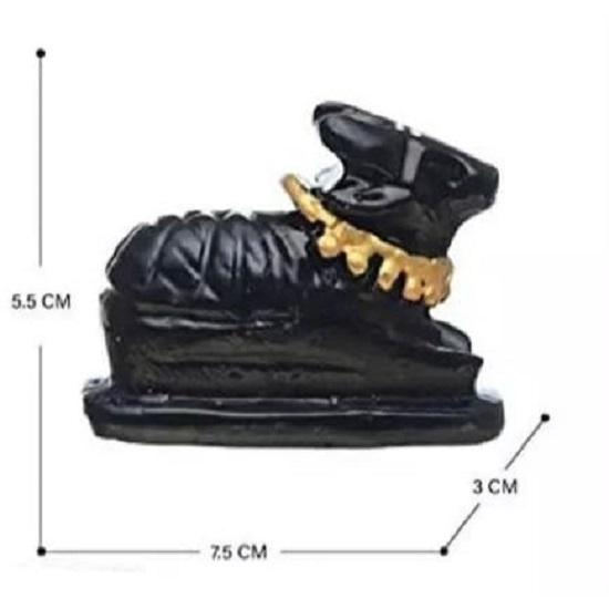 Black Polyresin Small Size Nandi Ji Maharaj Bull Statue Idol Murti For Home Shivling Puja Pooja Vastu Car Dashboard, Fantasy, 7.5 Cm, 3 Cm