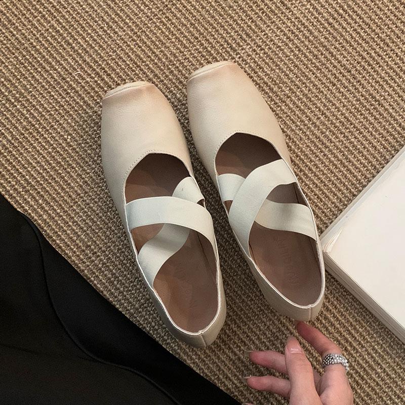 Fashion Fashion Shallow Women Ballet Flats Dance Shoes Spring Autumn Female Soft Footwear Square Toe Ladies Mary Janes Flats Shoes