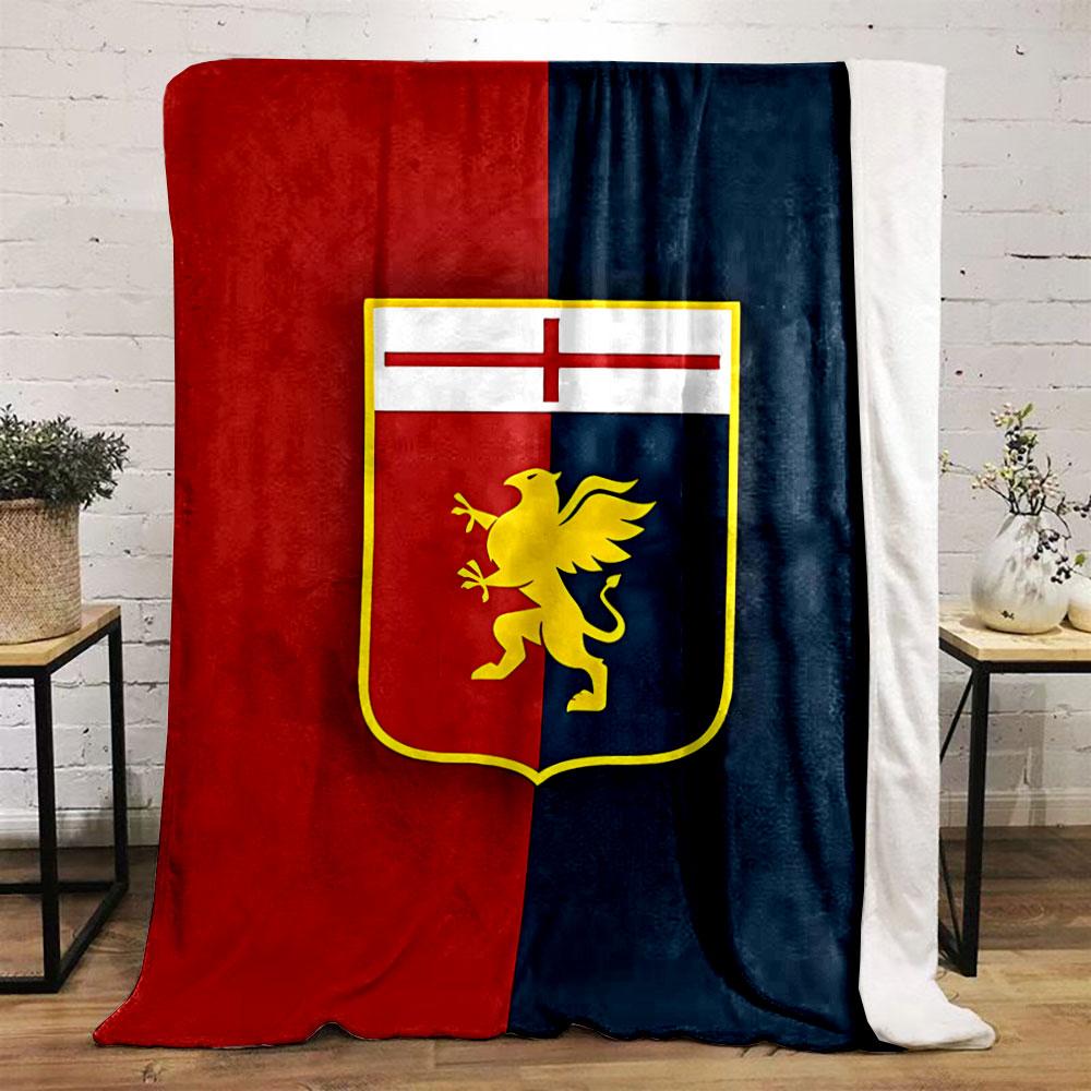 A Shield Design Split Between Red and Blue Halves, Featuring a Golden Griffin. for All Seasons Blanket Lunch Break Throw Gift