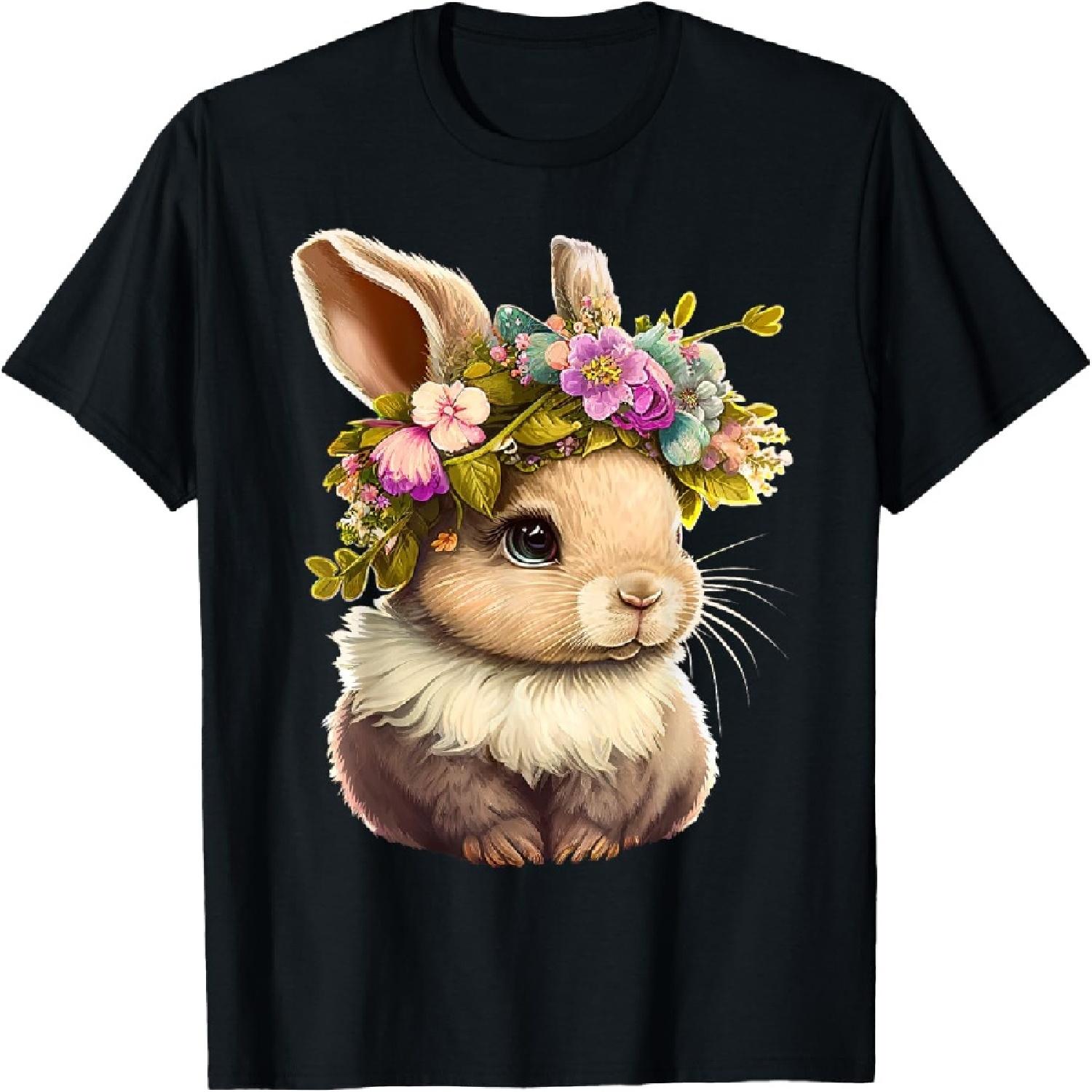 Easter Bunny Rabbit Women - Happy Bunny Flower Graphic Girls T-Shirt XXXXXL разноцветный