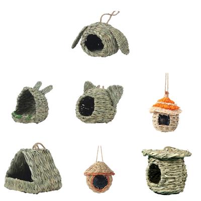 Bird Hut Bird Nest Hangable Tree House for Small Medium Bird Handwoven Grass Wild Bird Playtent Nest for Courtyards