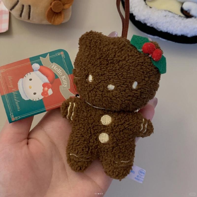 Adorable Hello Kitty Gingerbread Man Plush Keychain Bag Charm