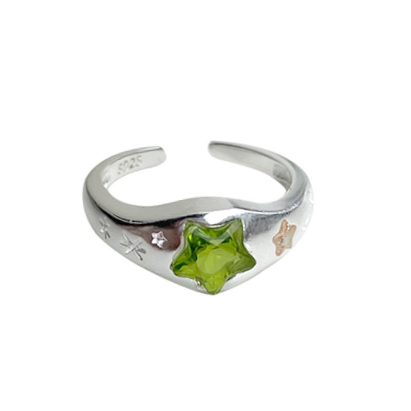 Xiaomi 925 Sterling Silver Rings For Women Geometric Fine Jewelry Finger Adjustable Simple Colorful Stone Ring For Party Birthday Gift