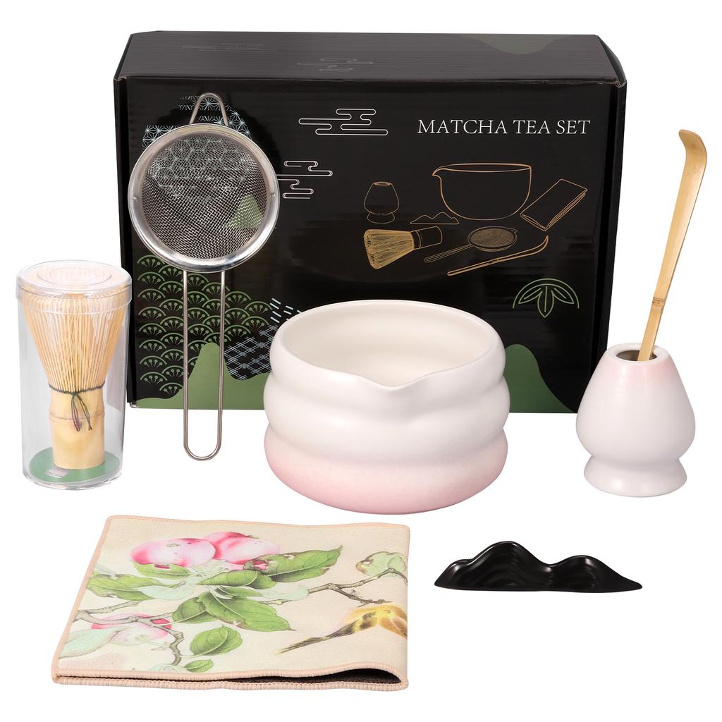 4/7 Pcs Japanese Matcha Tea Set Matcha Accessories with Bamboo Whisk and Teaspoon Ceramic Matcha Making Set for Home Tea Lovers