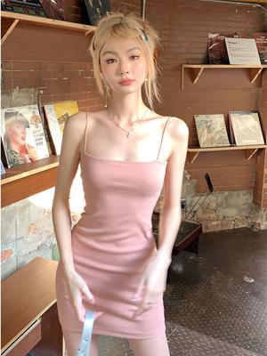 Summer Lusty Little Girl Strappy Dress Women's Temperament Slim Fit Shaping Inner & Outer Camisole Bodycon Skirt