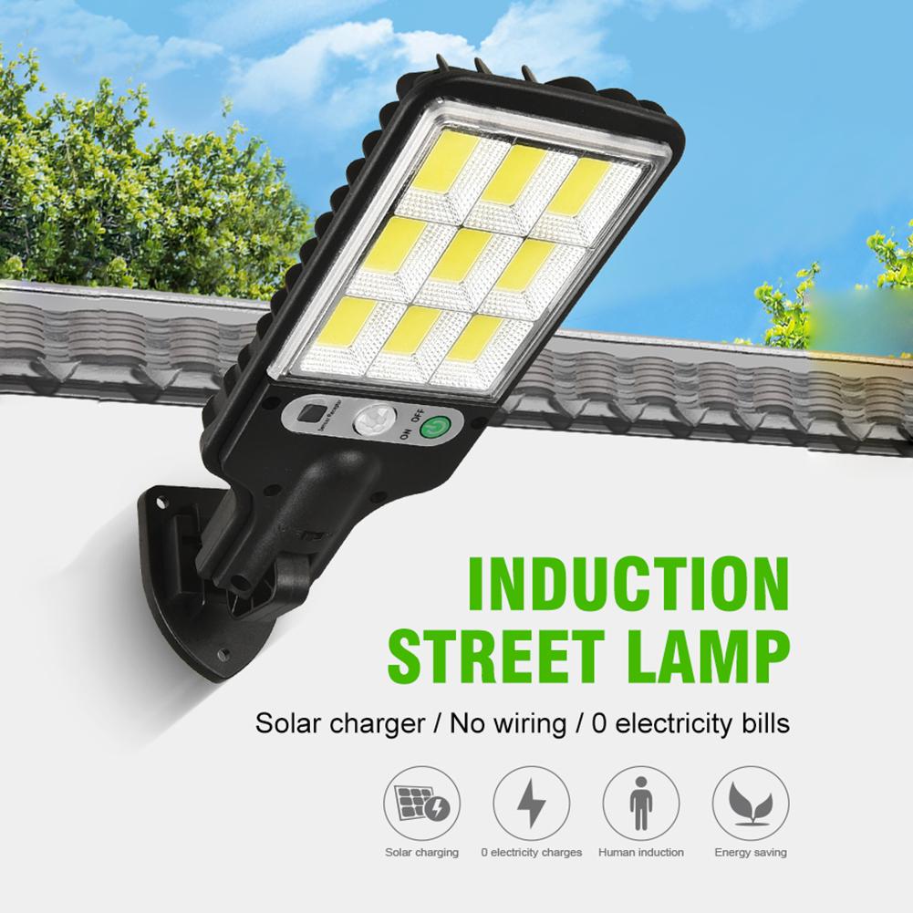 Solar Powered High Brightness Street Light IP65 Waterproof Parking Lot Light Remote Control 3 Modes for Yard Garage Sports Court