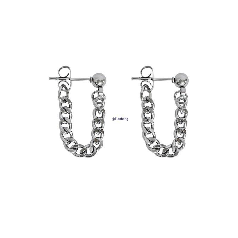 Men's Hip Hop Trend Chain Stud Earrings with American Style