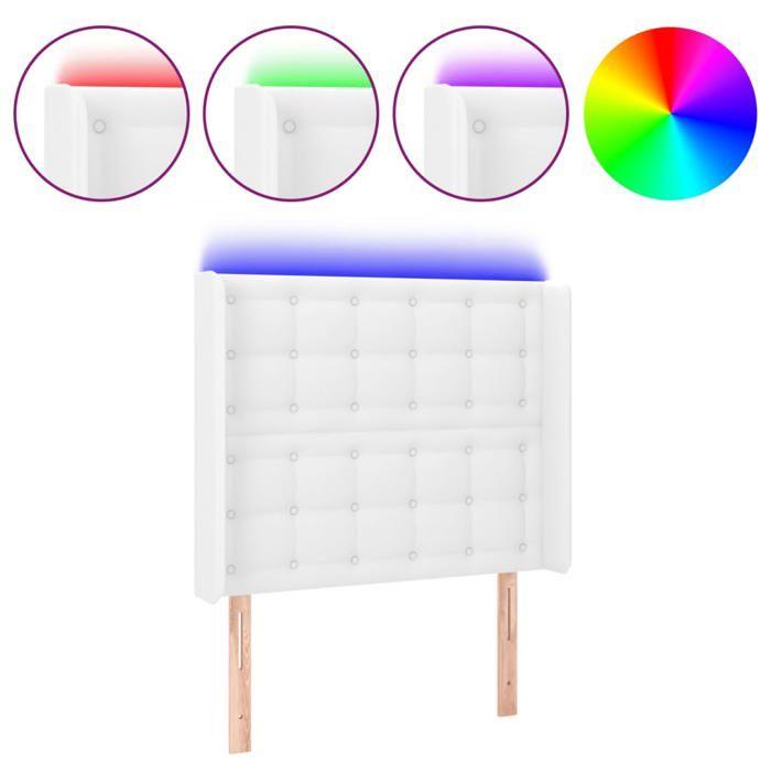 Tête de lit - MAISON EXCLUSIVE - Similicuir - LED intégrée colorée - 93x16x118/128 cm - Hauteur réglable