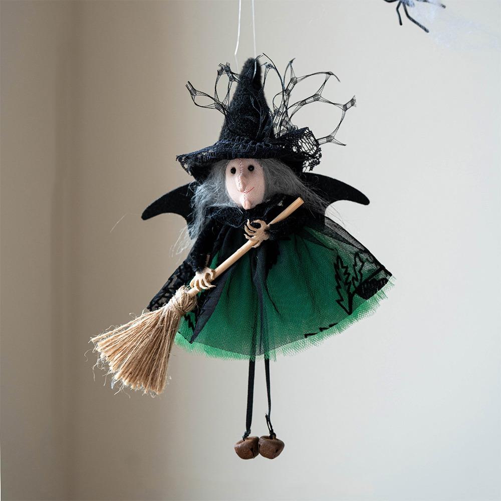 Lace Skirt Halloween Witch Hanging Ornament Handmade Dangling Leg Witch Pendant Home Party Decor зелёный